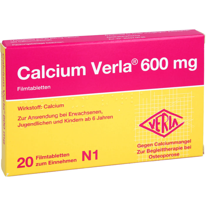 Calcium Verla 600 mg Filmtabletten, 20 pc Tablettes