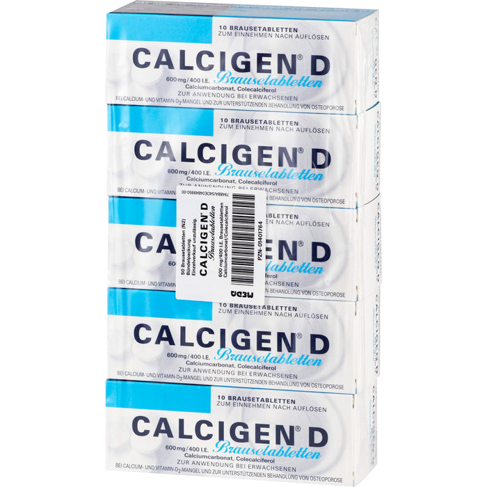 Calcigen D 600 mg/400 I.E. Brausetabletten, 50 St BTA