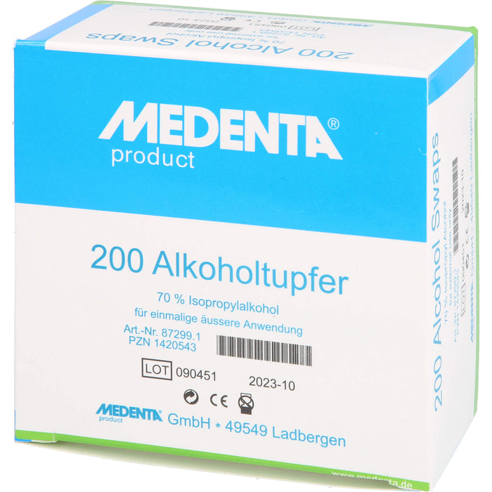 MEDENTA Alkoholtupfer, 200 pc Écouvillon