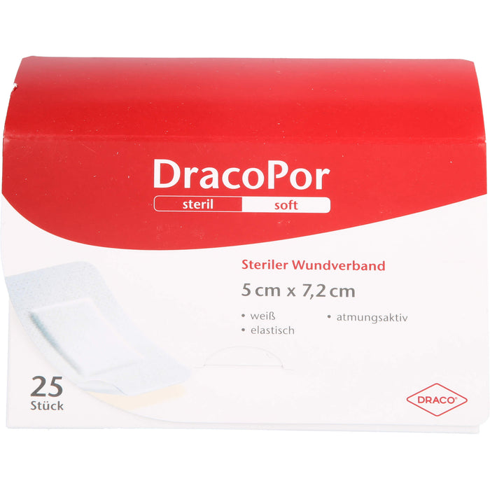 DracoPor soft weiß 7,2 cm x 5 cm steriler Wundverband, 25 pc Pansements