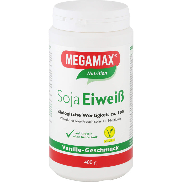 MEGAMAX Nutrition Soja Eiweiß Pulver Vanille-Geschmack, 400 g Powder