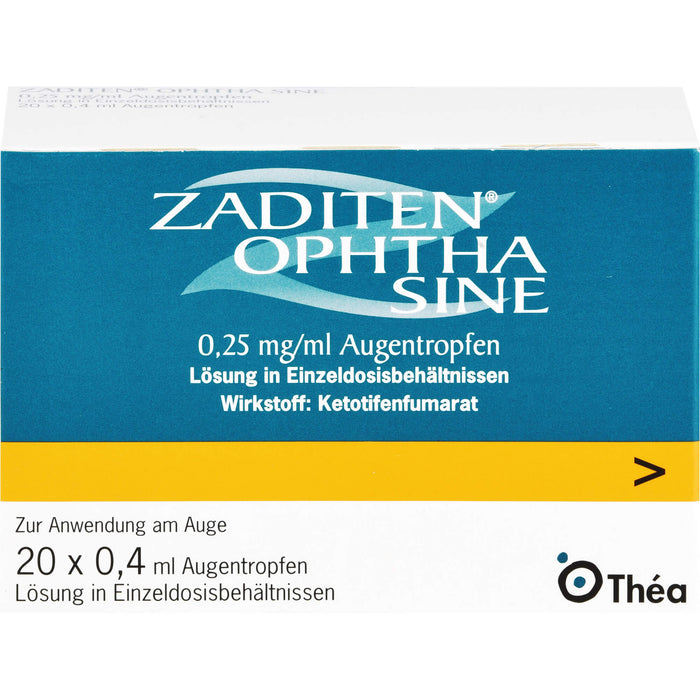 ZADITEN Ophtha sine Lösung bei allergischer Konjunktivitis, 20 pc Pipettes à dose unique