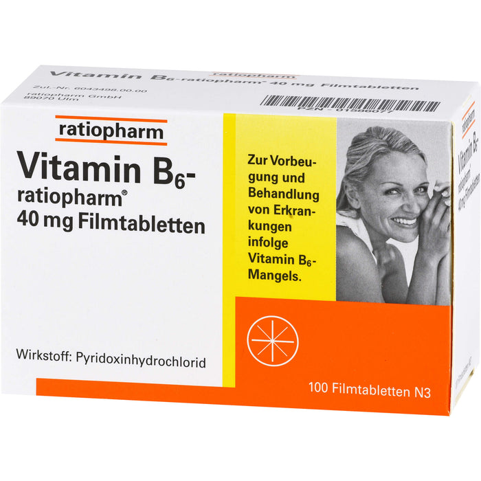 Vitamin B6-ratiopharm 40 mg Filmtabletten, 100 St. Tabletten