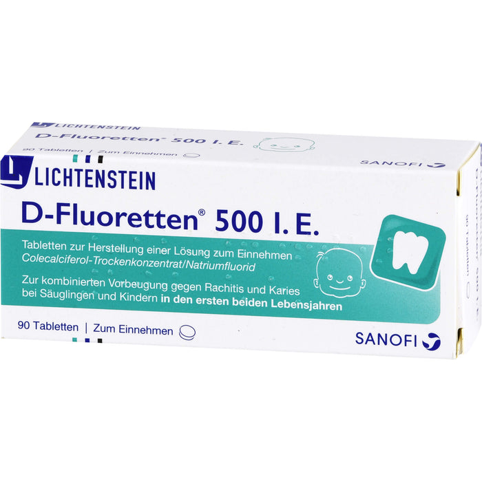 D-Fluoretten 500 I.E. Tabletten, 90 pc Tablettes