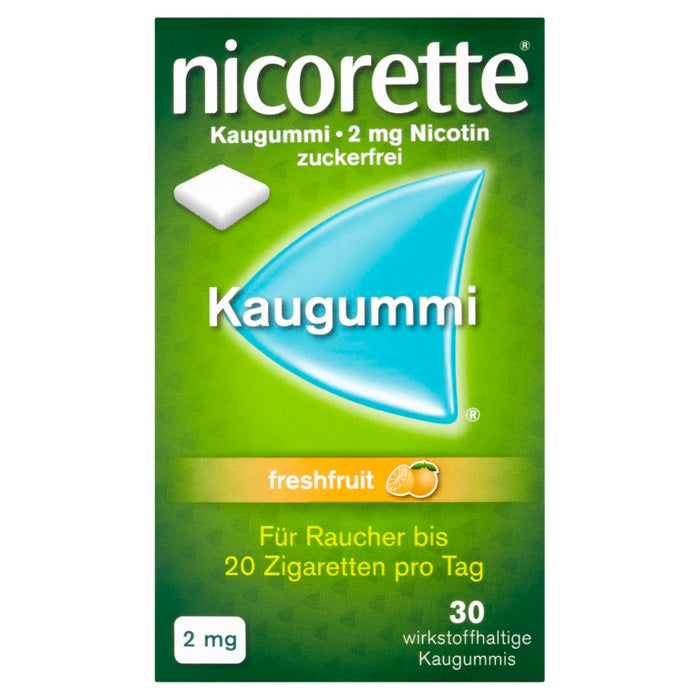 nicorette Kaugummi 2 mg Nicotin zuckerfrei freshfruit, 30 pc Gomme à mâcher