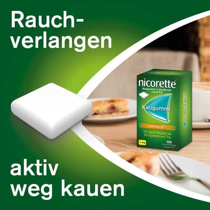 nicorette Kaugummi 4 mg Nicotin zuckerfrei freshfruit, 105 pc Gomme à mâcher