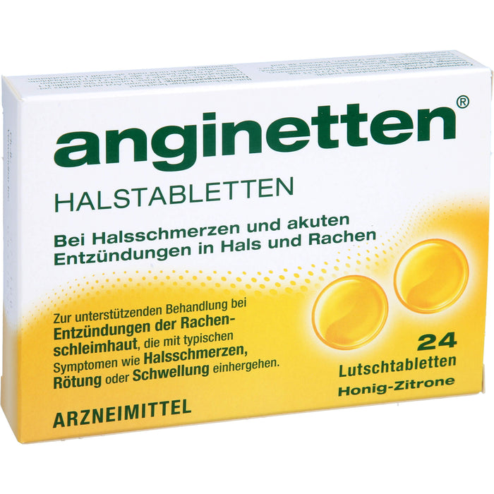 anginetten Halstabletten bei Entzündungen im Hals- und Rachenraum, 24 pcs. Tablets