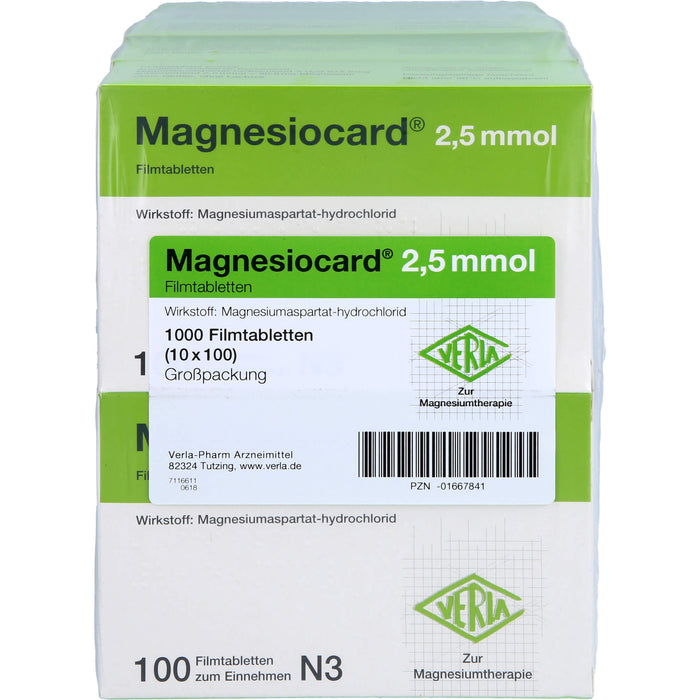 VERLA Magnesiocard 2,5 mmol Filmtabletten bei Magnesiummangel, 1000 St. Tabletten