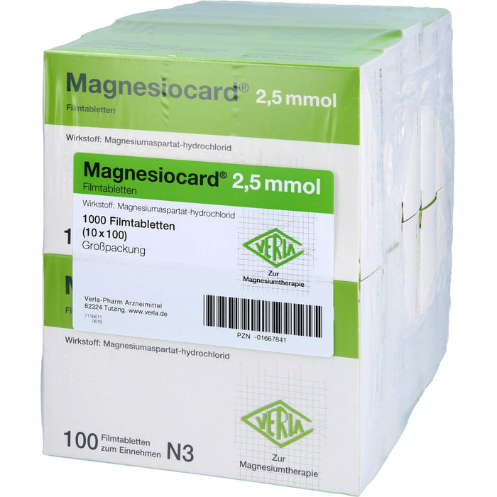 VERLA Magnesiocard 2,5 mmol Filmtabletten bei Magnesiummangel, 1000 pcs. Tablets