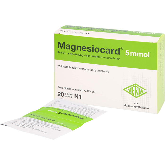 Magnesiocard 5 mmol Beutel zur Magnesiumtherapie, 20 pcs. Sachets