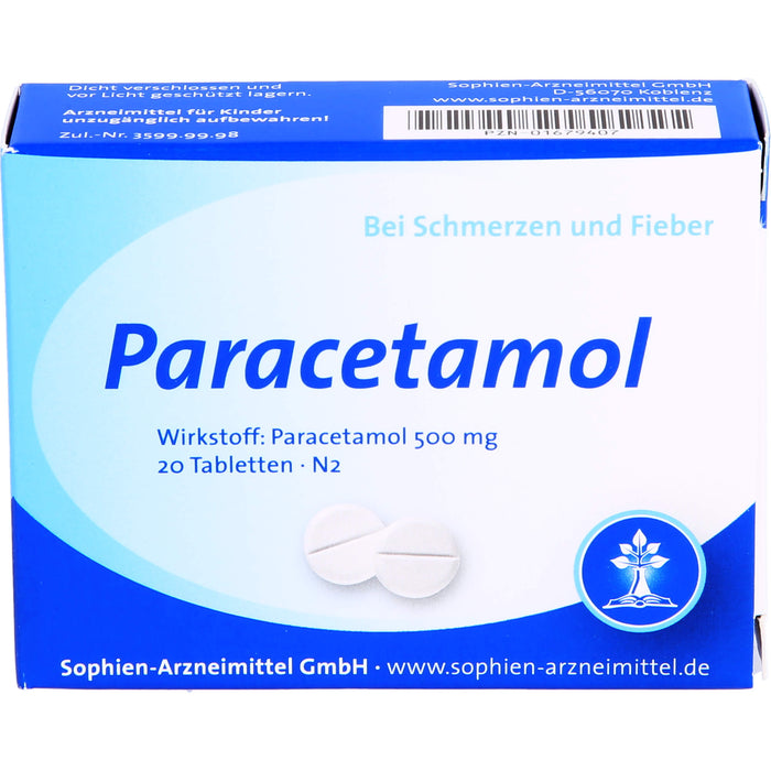 Sophien-Arzneimittel Paracetamol 500 mg Tabletten, 20 St. Tabletten