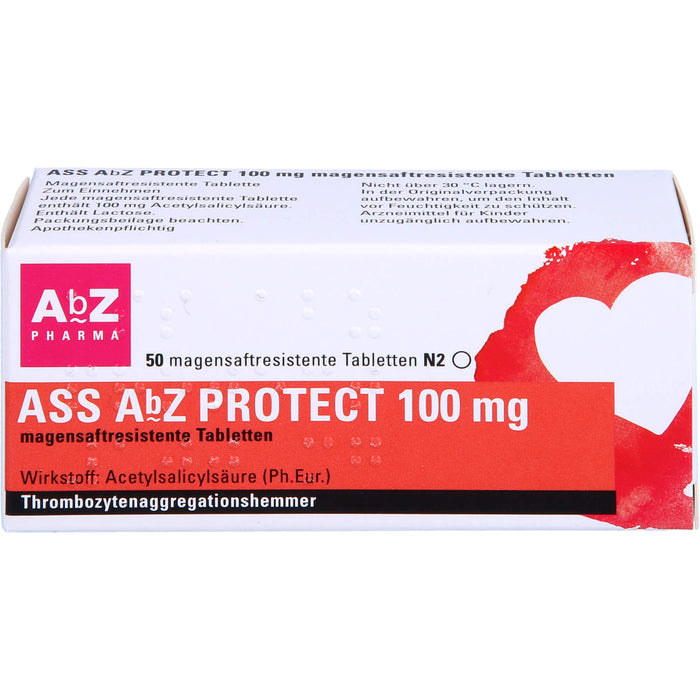 ASS AbZ Protect 100 mg magensaftresistente Tabletten, 50 St. Tabletten