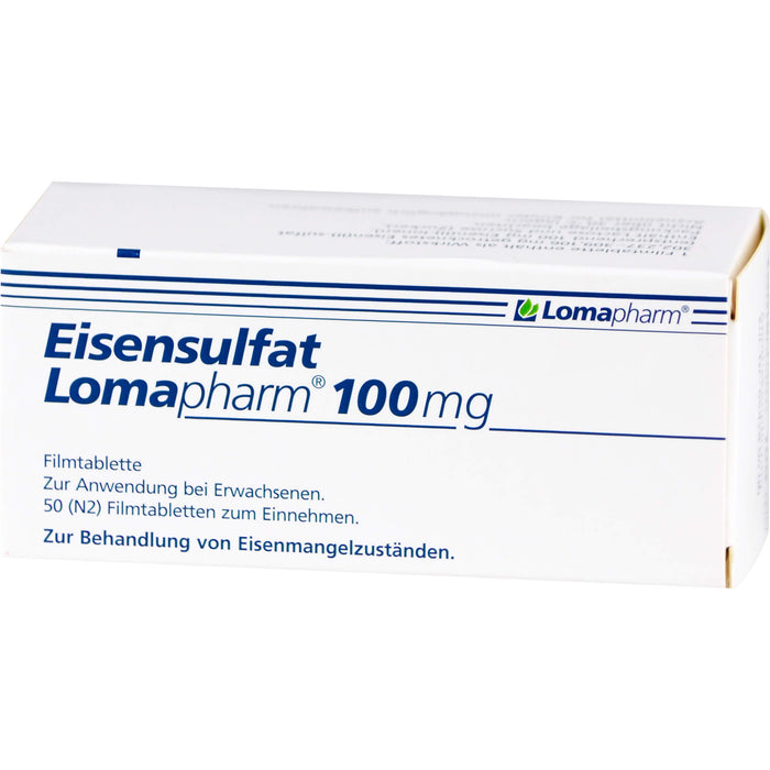 Eisensulfat Lomapharm 100 mg Filmtabletten bei Eisenmangelzuständen, 50 pcs. Tablets