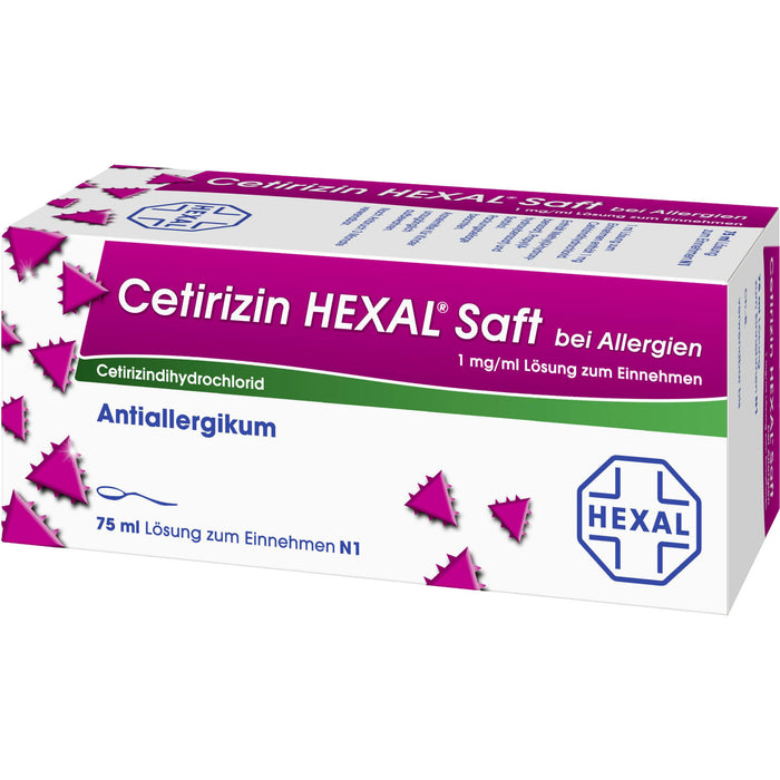 Cetirizin HEXAL Saft bei Allergien, 75 ml Solution