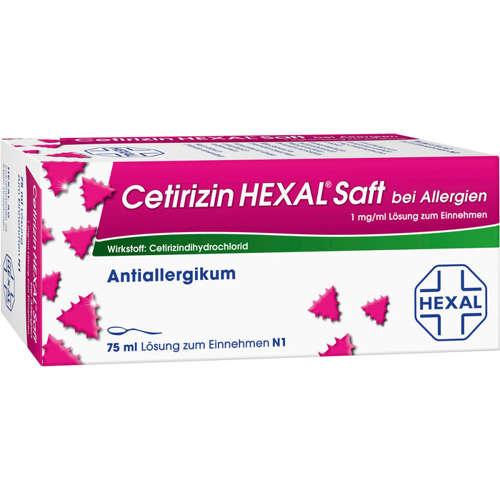 Cetirizin HEXAL Saft bei Allergien, 75 ml Solution