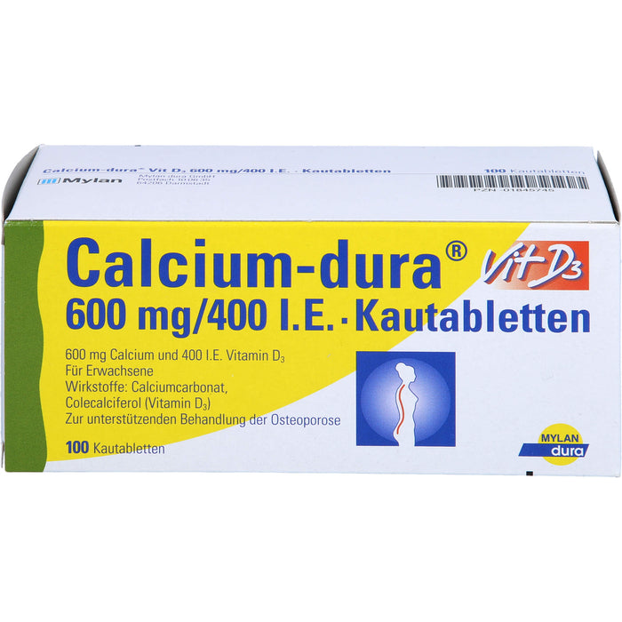 Calcium-dura Vit D3 600 mg/400 I.E. Kautabletten, 100 St. Tabletten