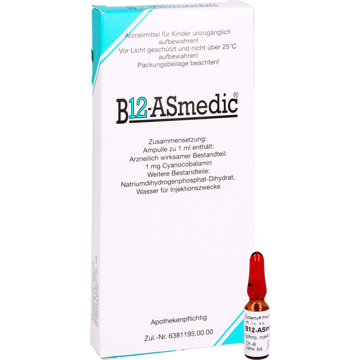 B 12 ASmedic, Injektionslösung mit 1 mg Cyanocobalamin / Ampulle, 10X1 ml ILO