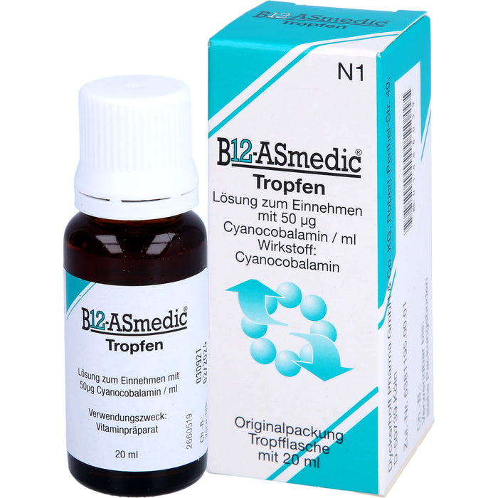 B12 Asmedic Tropfen Vitaminpräparat, 20 ml Lösung