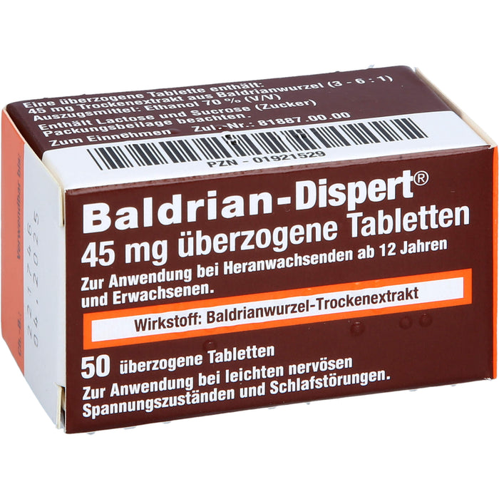 Baldrian-Dispert 45 mg überzogene Tabletten, 50 St. Tabletten