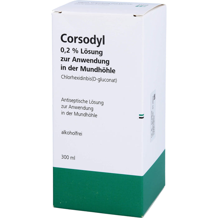 CORSODYL Lösung zum Spülen des Mund- und Rachenraumes Reimport EurimPharm, 300 ml Solution