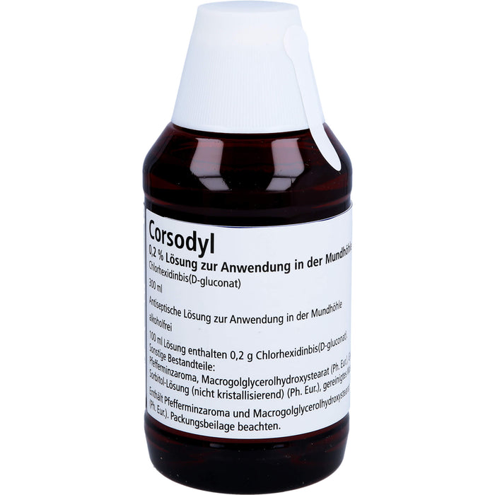 CORSODYL Lösung zum Spülen des Mund- und Rachenraumes Reimport EurimPharm, 300 ml Solution