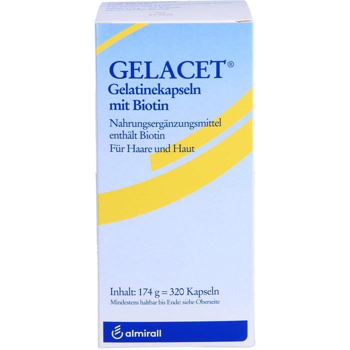 GELACET Gelatinekapseln mit Biotin für Haare und Haut, 320 pcs. Capsules