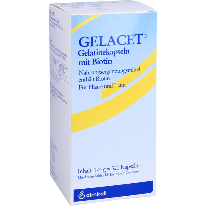 GELACET Gelatinekapseln mit Biotin für Haare und Haut, 320 pcs. Capsules