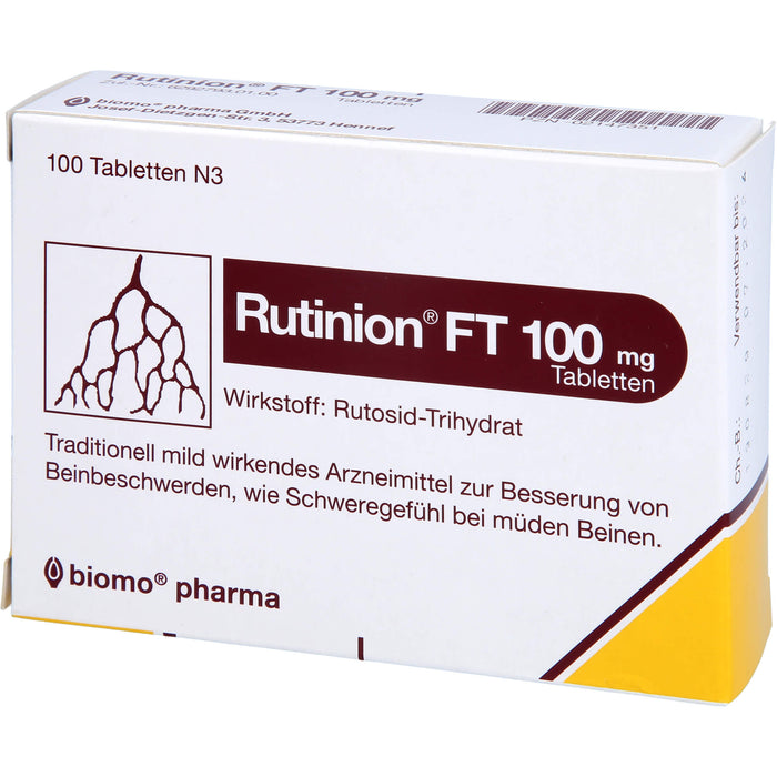 Rutinion FT 100 mg Tabletten zur Besserung von Beinbeschwerden, wie Schweregefühl bei müden Beinen, 100 pcs. Tablets