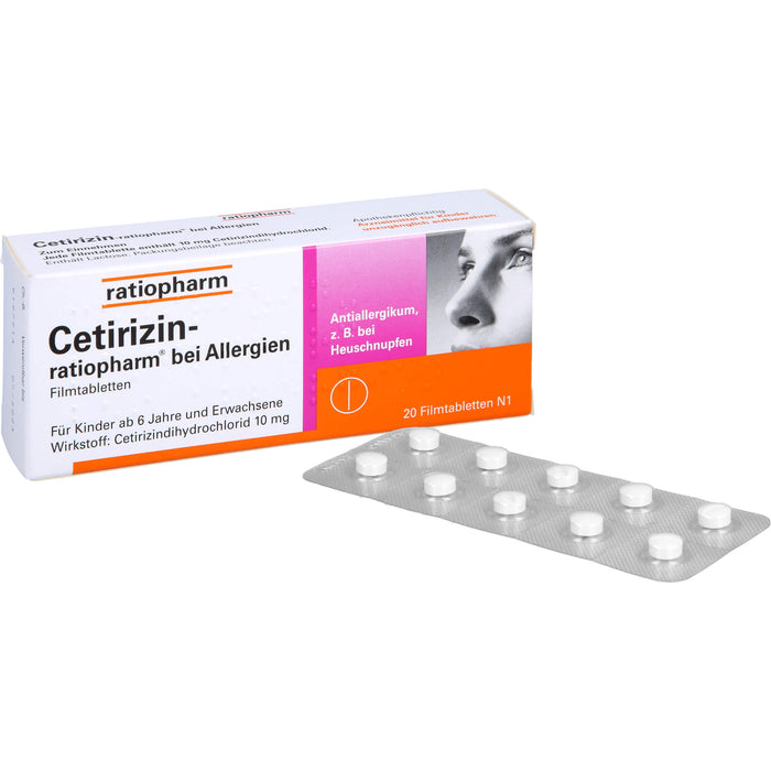 Cetirizin-ratiopharm 10 mg bei Allergien Filmtabletten, 20 pcs. Tablets