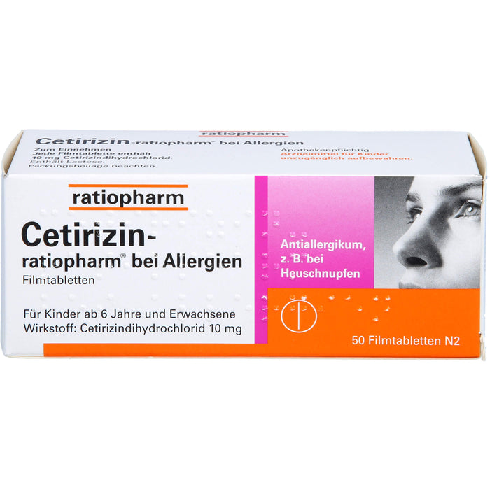 Cetirizin-ratiopharm 10 mg bei Allergien Filmtabletten, 50 St. Tabletten