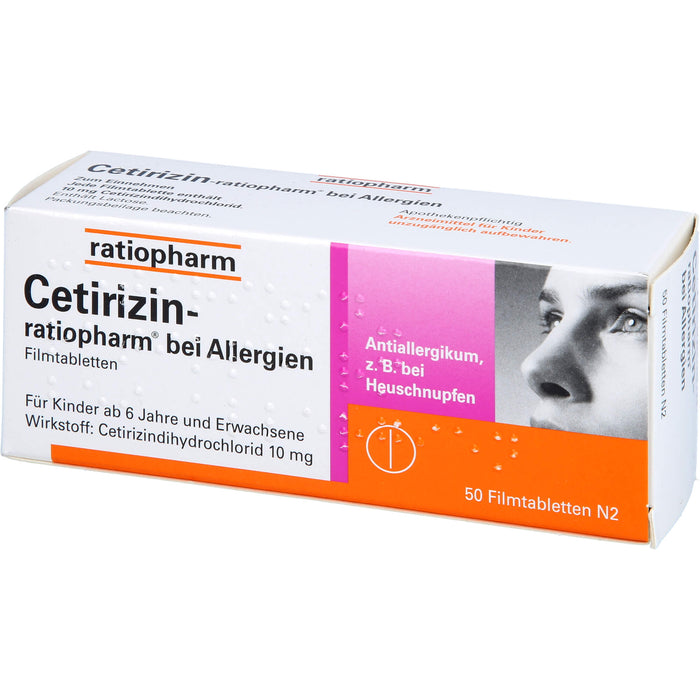 Cetirizin-ratiopharm 10 mg bei Allergien Filmtabletten, 50 pc Tablettes