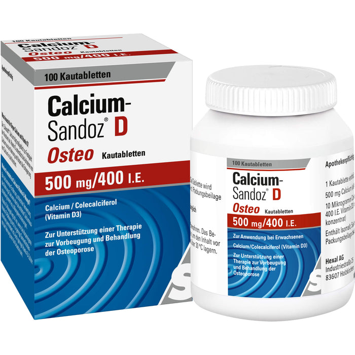 Calcium-Sandoz D Osteo 500 mg/400 I.E. Kautabletten, 100 pc Tablettes