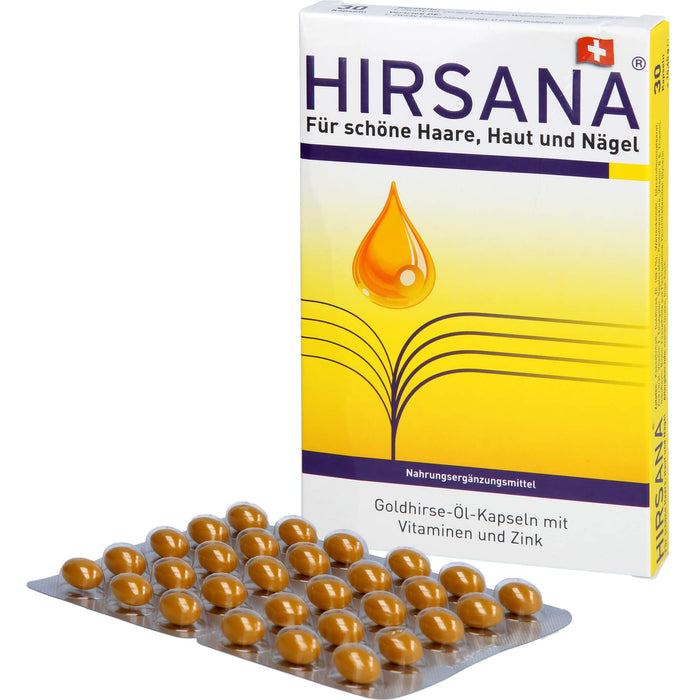 HIRSANA Goldhirse-Öl-Kapseln für schöne Haare, Haut und Nägel, 30 pcs. Capsules