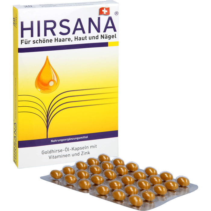 HIRSANA Goldhirse-Öl-Kapseln für schöne Haare, Haut und Nägel, 30 pcs. Capsules