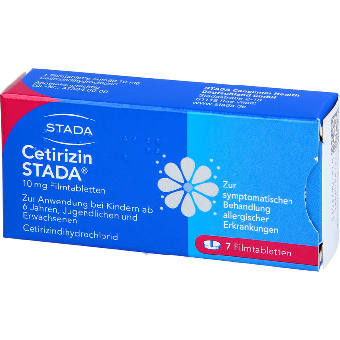 Cetirizin STADA 10 mg Filmtabletten zur symptomatischen Behandlung allergischer Erkrankungen, 7 pcs. Tablets