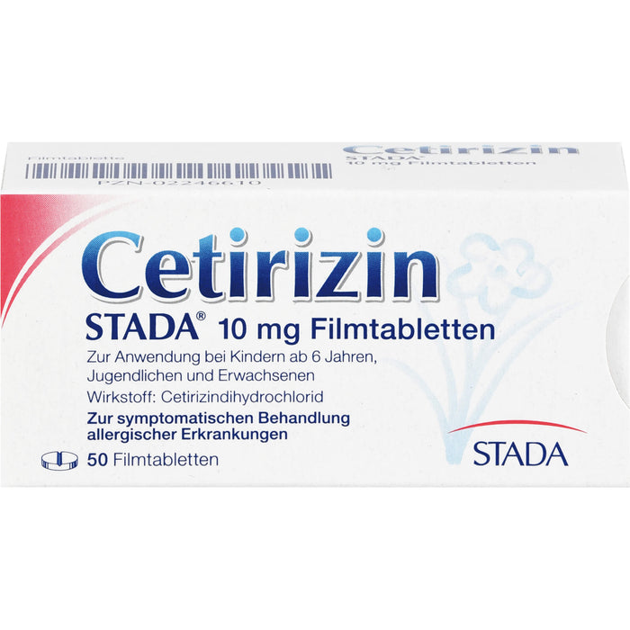 Cetirizin STADA 10 mg Filmtabletten zur symptomatischen Behandlung allergischer Erkrankungen, 50 pc Tablettes