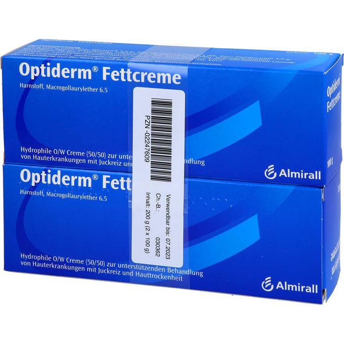 Optiderm Fettcreme bei Juckreiz und Hauttrockenheit, 200 g Crème