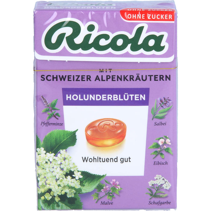 Ricola Schweizer Kräuterbonbons Box Holunderblüten ohne Zucker, 50 g Candies