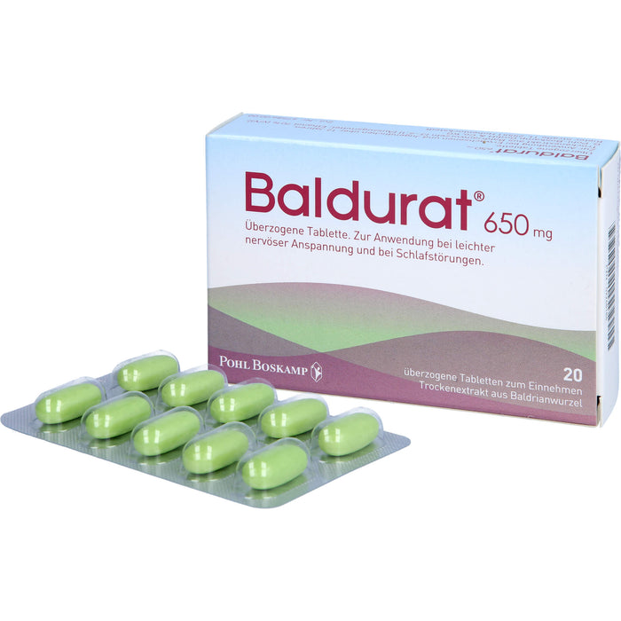 Baldurat 650 mg Tabletten bei leichter nervöser Anspannung und bei Schlafstörungen, 20 pcs. Tablets