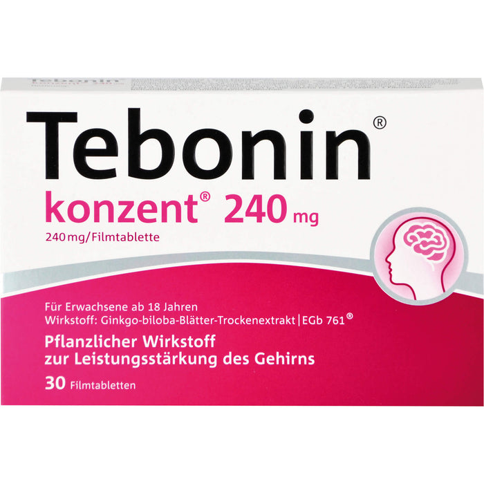 Tebonin konzent 240 mg Filmtabletten zur Verbesserung einer altersbedingten Verschlechterung geistiger Fähigkeiten und der Lebensqualität bei leichter Demenz, 80 pc Tablettes