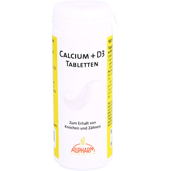 ALLPHARM Calcium + D3 Tabletten zum Erhalt von Knochen und Zähnen, 100 pc Tablettes