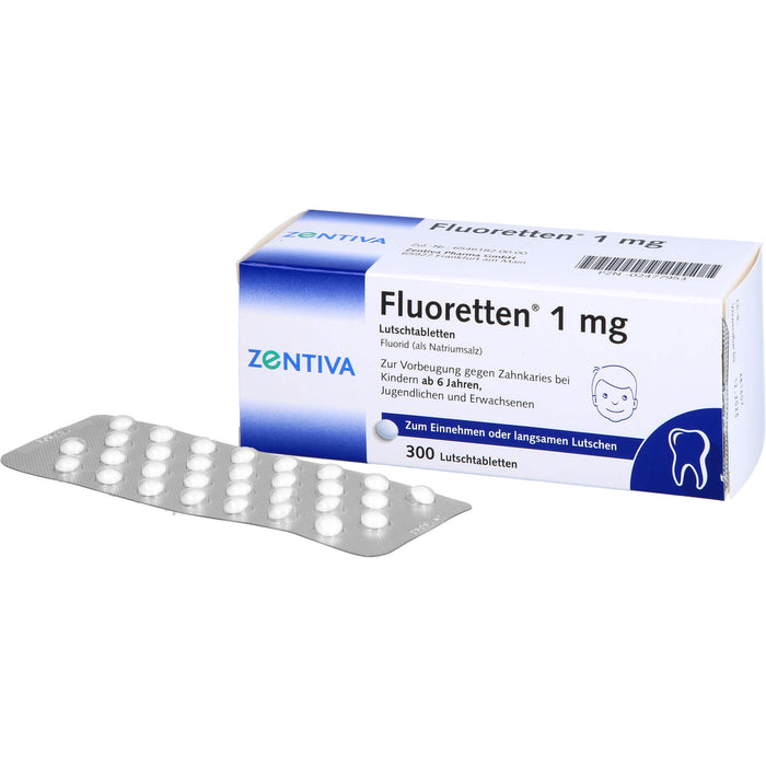 Fluoretten 1 mg Lutschtabletten zur Vorbeugung gegen Zahnkaries bei Kindern ab 6 Jahren, 300 pcs. Tablets