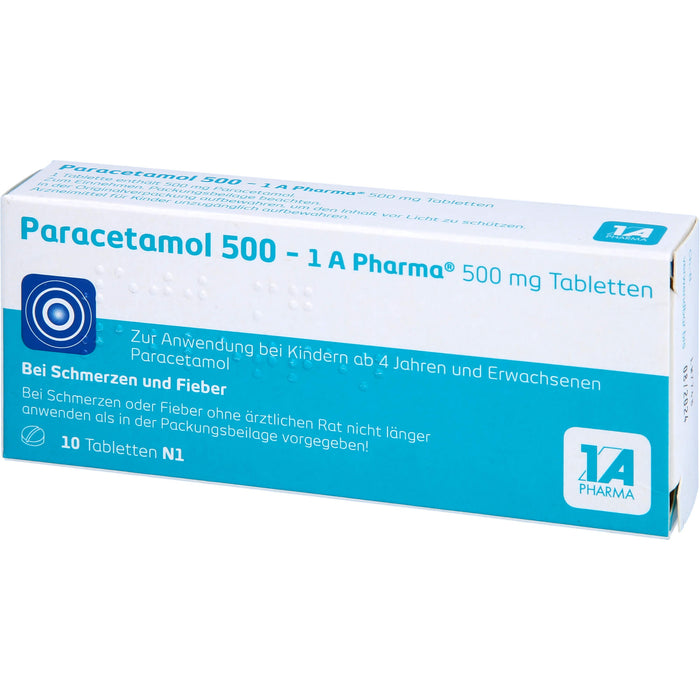 Paracetamol 500 - 1 A Pharma Tabletten, 10 pcs. Tablets