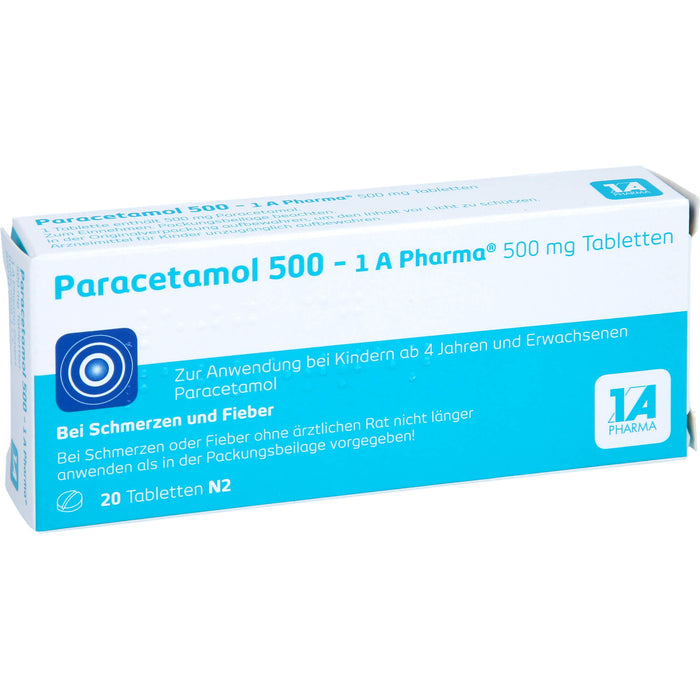 Paracetamol 500 - 1 A Pharma, 20 St. Tabletten