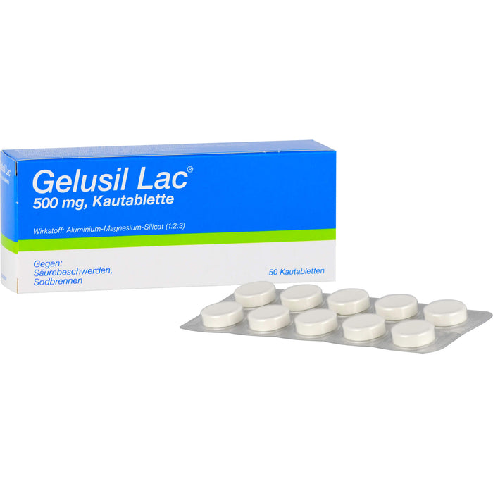 Gelusil Lac Kautabletten gegen Säurebeschwerden, Sodbrennen, 50 pc Tablettes