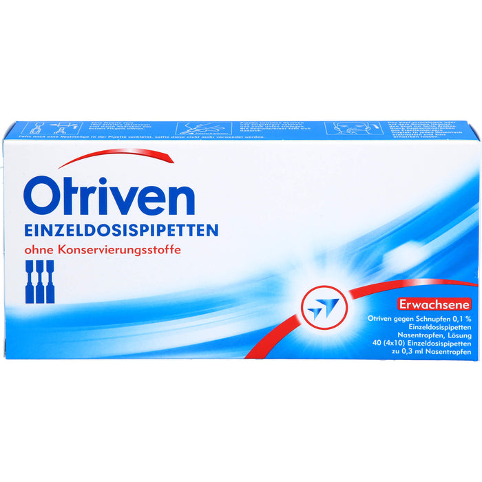 Otriven 0,1 % ohne Konservierungsstoffe Einzeldosispipetten für Erwachsene, 40 pcs. Single-dose pipettes