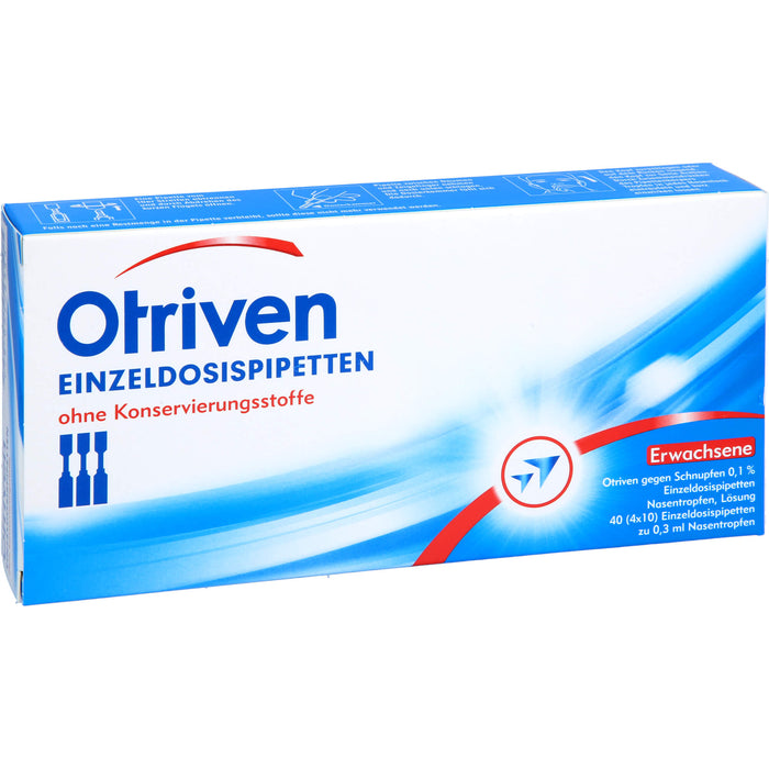 Otriven 0,1 % ohne Konservierungsstoffe Einzeldosispipetten für Erwachsene, 40 pcs. Single-dose pipettes