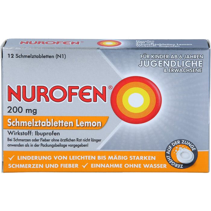 Nurofen Schmelztabletten Lemon bei Kopfschmerzen ab 6 Jahren 200mg, 12 pcs. Tablets