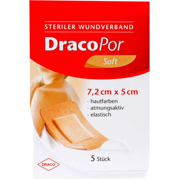 DracoPor soft 7,2 cm x 5 cm hautfarben steriler Wundverband, 5 St. Verband