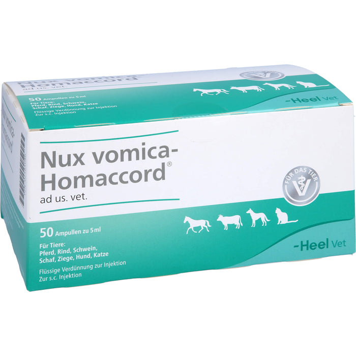 Nux vomica-Homaccord ad us.vet. flüssige Verdünnung für Pferd, Rind , Schwein, Ziege, Hund und Katze, 50 pc Ampoules